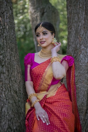 Kanjivaram Silk Saree - Sunset Glow